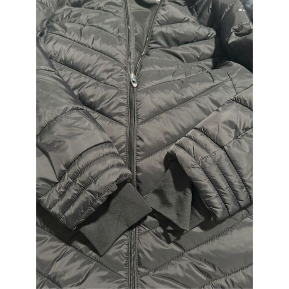 Spyder Black puffer thermal Hooded quilted long jacket front zipper L - Picture 9 of 15
